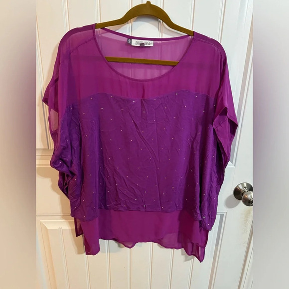 Jennifer Lopez Purple and Gold Embellished Blouse - Picture 2 of 6